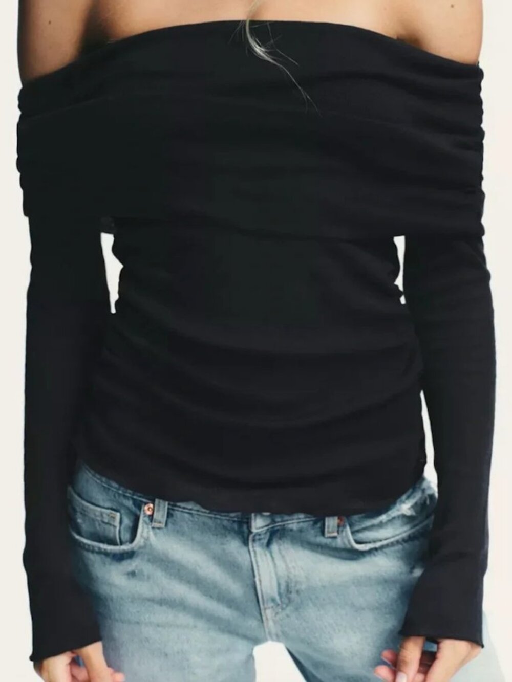 Zara Off Shoulder Long Sleeve Shirt